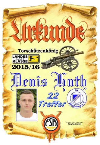 Urkunden, Saison 2015/16